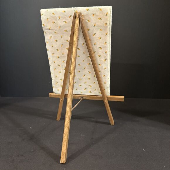 Jiffy Stitchery Finished Needlepoint Vintage Girl Churning, On Wooden Easel - Picture 3 of 7